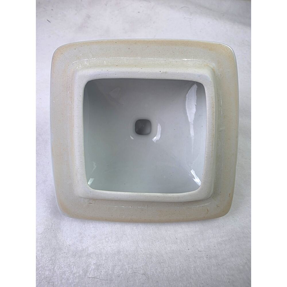 Vintage Ceramic Ginger Jar Yellow & White Geometric Chinoiserie Art Deco Style - Picture 8 of 9